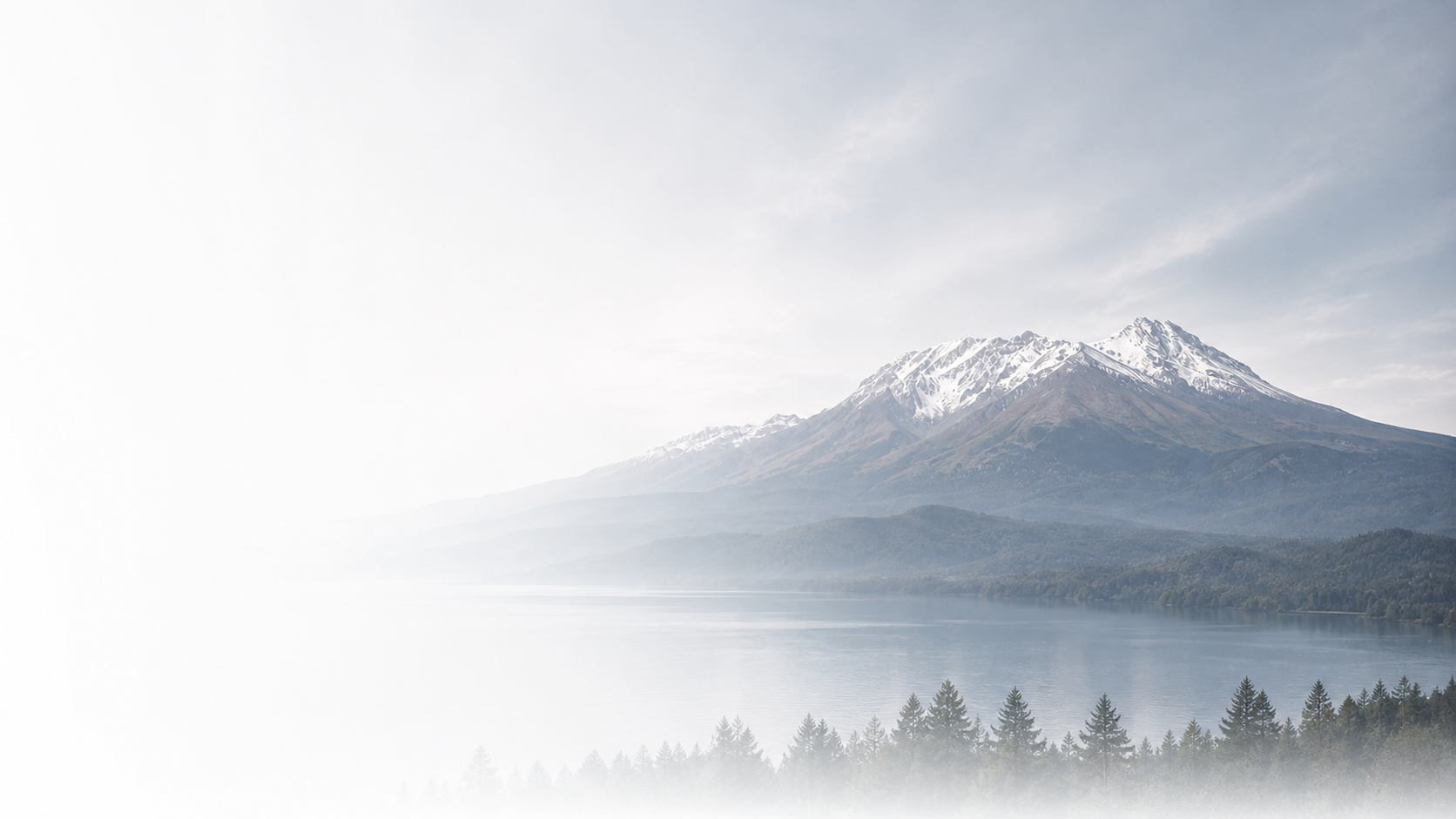 Volcán Calbuco con lago y bosque, Puerto Montt